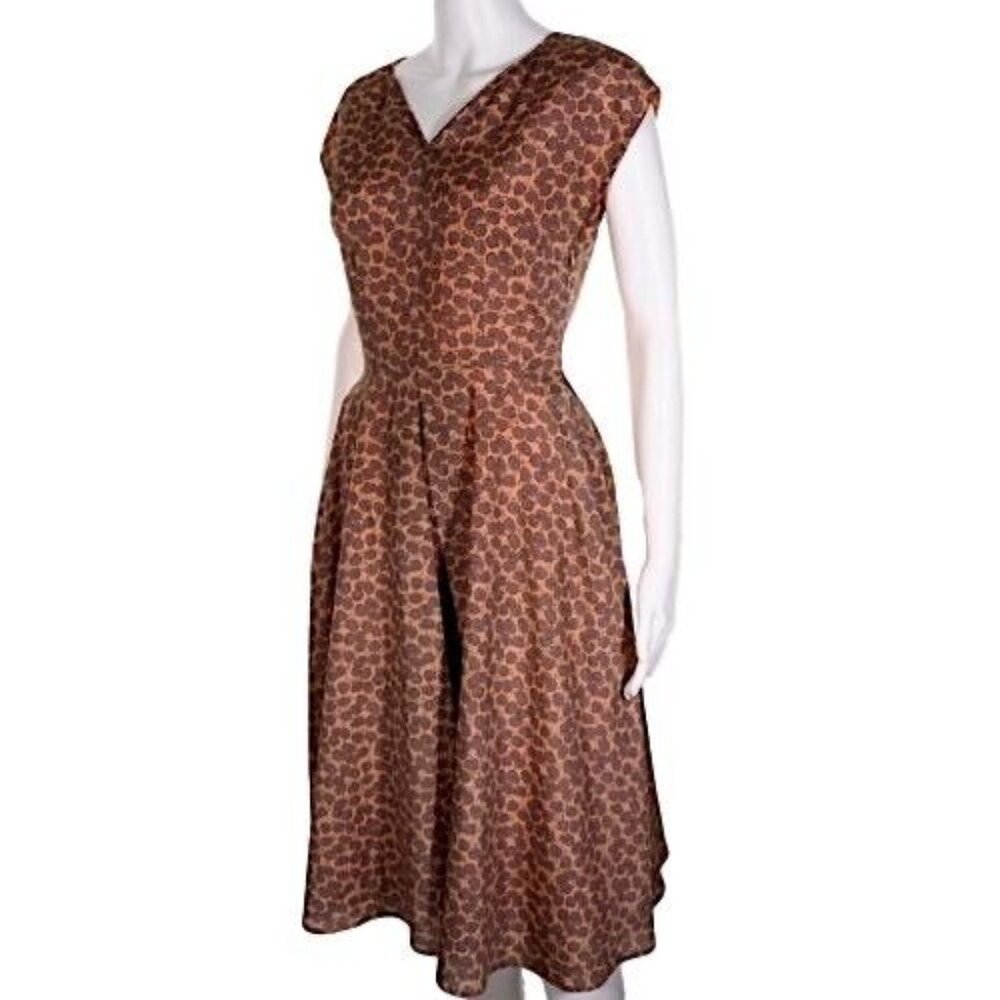 Myrtlewood of California Womens Dress Size XS Coral Lavender Mini Floral Lined - Picture 4 of 10